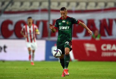 CRACOV, POLAND - AĞUSTOS 01, 2021: Polonya Futbol Ligi maçı Krakovia Krakow - Slask Wroclaw, Robert Pich (Slask Wroclaw) 