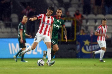 CRACOV, POLAND - AUGust 01, 2021: Polonya Futbol Ligi oyunu Krakovia Krakow - Slask Wroclaw, Pelle Van Amersfort (Cracovia) 