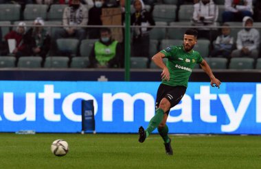 WARsaw, POLAND - 19 Eylül 2021: Polonya Futbol Ligi maçı Legia Warszawa - Gornik Leczna, Kamil Pajanowski (Gornik Leczna) 