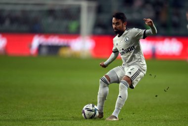 WARsaw, POLAND - 19 Eylül 2021: Polonya Futbol Ligi oyunu Legia Warszawa - Gornik Leczna, Luquinhas (Legia Warszawa)