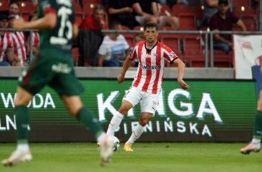 CRACOV, POLAND - AUGust 01, 2021: Polonya Futbol Ligi oyunu Krakovia Krakow - Slask Wroclaw, Cornel Rapa (Krakovia)) 