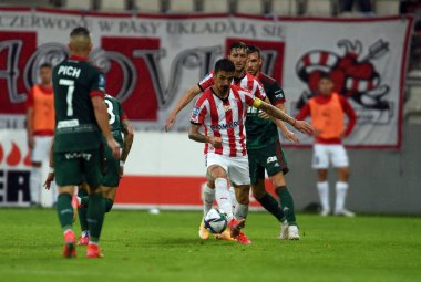 CRACOV, POLAND - AUGust 01, 2021: Polonya Futbol Ligi oyunu Krakovia Krakow - Slask Wroclaw, Sergiu Hanca (Krakovia) 