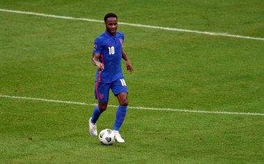 WARsaw, POLAND - 08 Eylül 2021: Dünya Kupası 2022 Katar elemeleri Polonya - İngiltere, Raheem Sterling (İngiltere) 