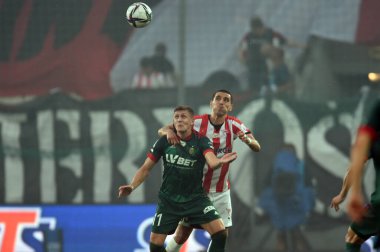 CRACOV, POLAND - Polonya Futbol Ligi maçı Krakovia Krakow - Slask Wroclaw, Fabian Piasecki (Slask Wroclaw) Matej Rodin (Krakovia)) 