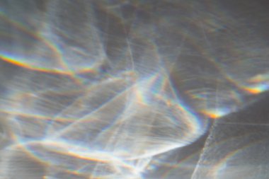 Su dokusundan oluşan soyut bir arka plan. Gökkuşağı kırılması olan bir gölge. Soyutlama arka planı. Kaplama efekti