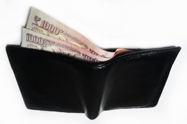 İki bin rupi notları siyah deri cüzdan, Hindistan