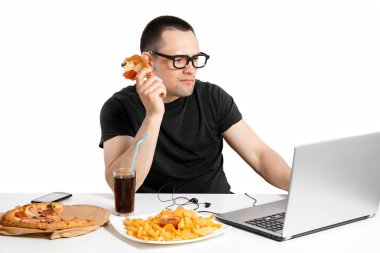 Man working at the computer  clipart