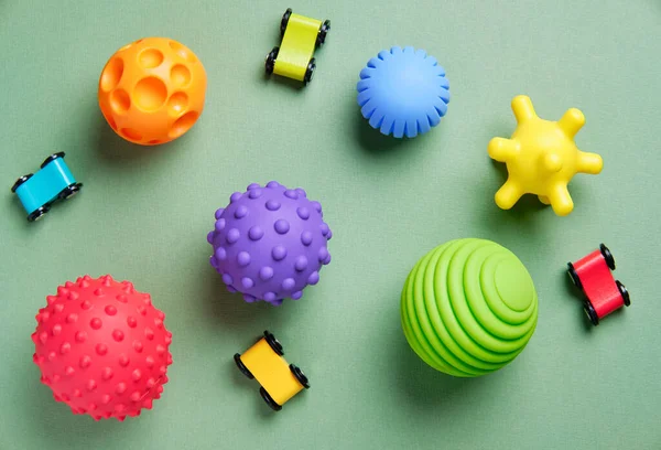 Tactile or sensory balls to enhance the cognitive and physical processes of children. — Stock Photo, Image