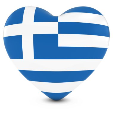 Yunanistan kavramı görüntü - Yunan bayrağı ile dokulu kalp seviyorum