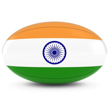 Hindistan Rugby - Rugby topu beyaz üzerine Hindistan bayrağı