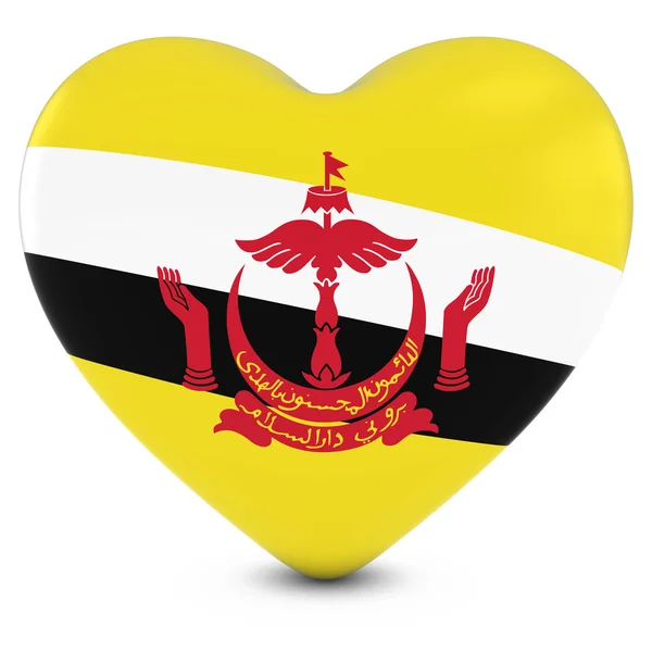 Brunei kavramı görüntü - Brunei bayrağı ile dokulu kalp seviyorum — Stok fotoğraf
