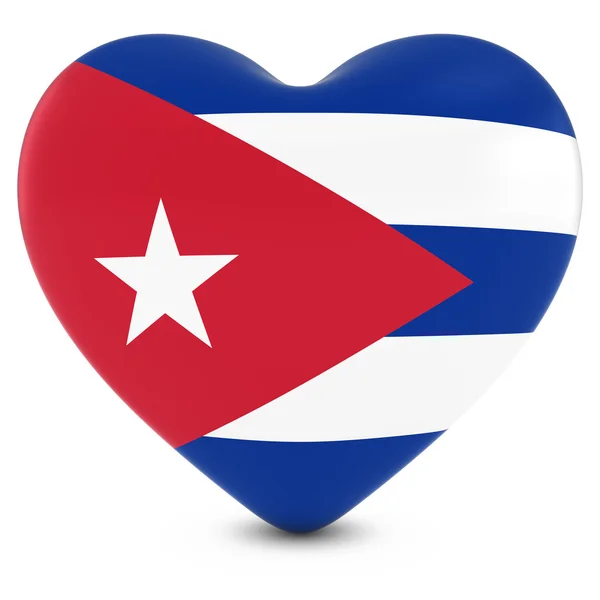 Love Cuba Concept Image - Coração texturizado com bandeira cubana — Fotografia de Stock