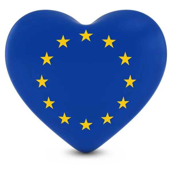 Szerelem Európa fogalom kép - szív texturált az európai zászló — Stock Fotó