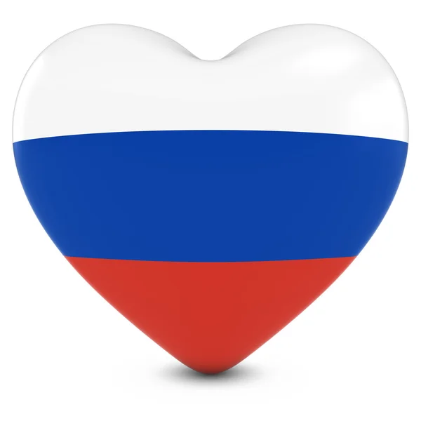 러시아 개념 이미지-심장 러시아 국기와 질감을 사랑합니다 — 스톡 사진