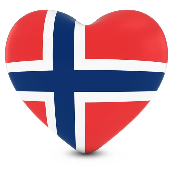 Love Norway Concept Image - Heart textured with Norwegian Flag — Stock Photo, Image