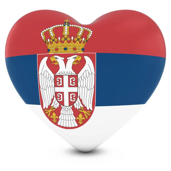세르비아 개념 이미지-심장 세르비아 플래그와 질감을 사랑합니다 — 스톡 사진
