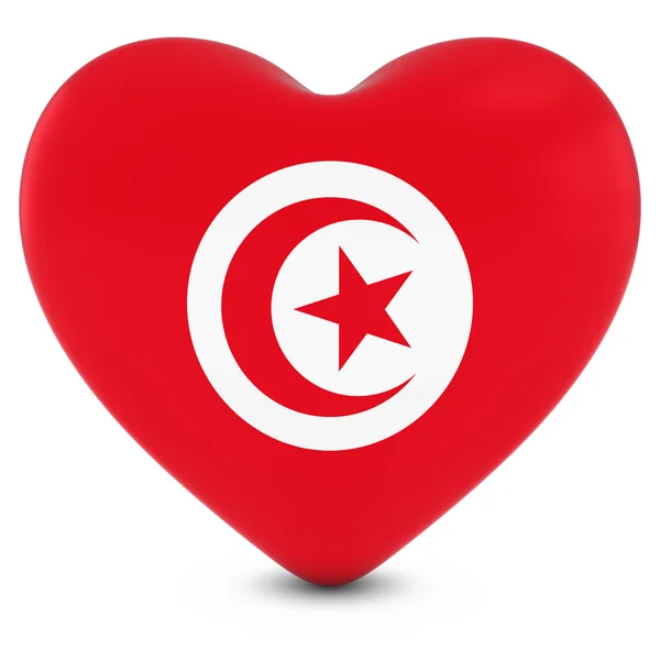 Love Tunisia Concept Image - Corazón texturizado con bandera tunecina —  Fotos de Stock