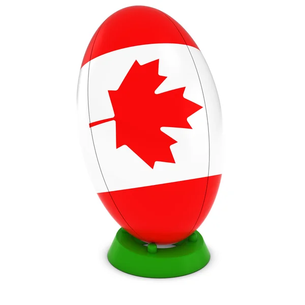 Kanada Rugby - Rugby topu ayakta tarihinde Kanada bayrağı — Stok fotoğraf