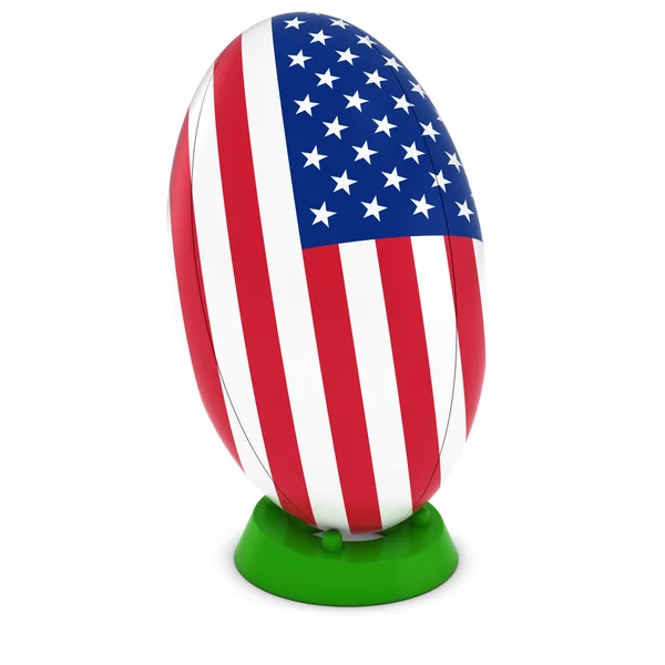 USA Rugby - Bandiera Americana su Standing Rugby Ball — Foto Stock