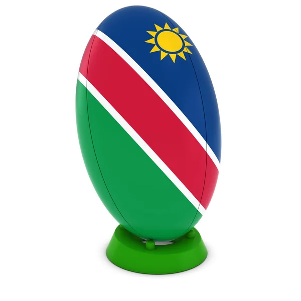 Rugby Namíbia Bandeira da Namíbia em pé bola de rugby — Fotografia de Stock