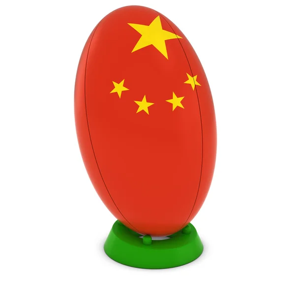 Rugby de China - Bandera china en la pelota de rugby de pie —  Fotos de Stock