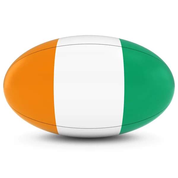 Cote d'Ivoire Rugby - Ivorian Flag on Rugby Ball on White — Stock Photo, Image