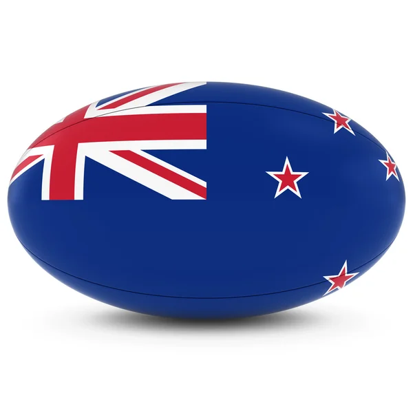 Rugby da Nova Zelândia - Bandeira da Nova Zelândia em Rugby Ball on White — Fotografia de Stock