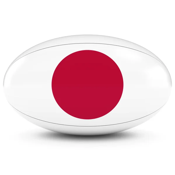 Jepang Rugby Bendera Jepang di Rugby Ball di Putih — Stok Foto