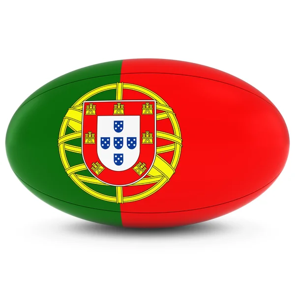 Portogallo Rugby - Bandiera Portoghese su Rugby Ball su Bianco — Foto Stock