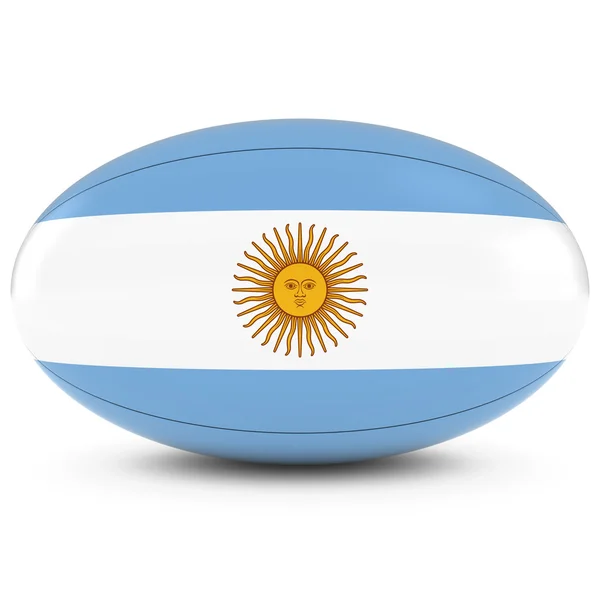 Argentine Rugby - Drapeau argentin sur Rugby Ball sur Blanc — Photo