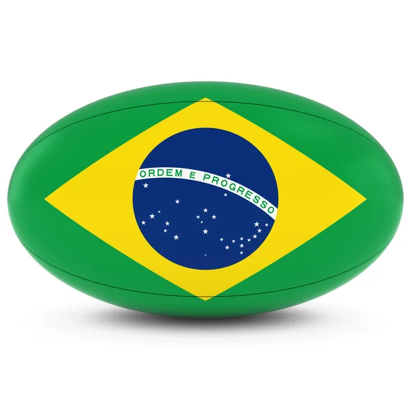Brasile Rugby Bandiera Brasiliana su Rugby Ball su Bianco — Foto Stock