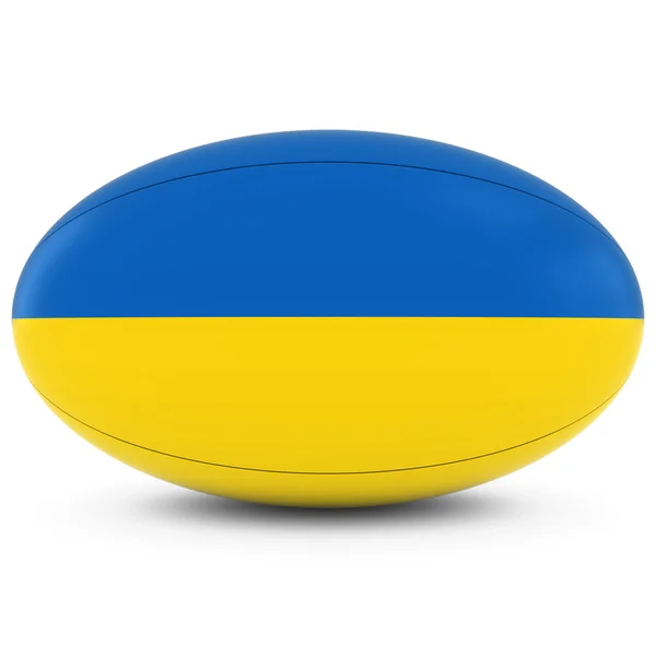 ウクライナ ラグビー - 白でラグビー ボールにウクライナの旗 — ストック写真