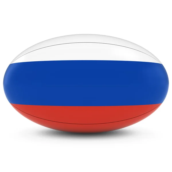 Регбі Росії - російський прапор на Регбійним м'ячем на білому — стокове фото