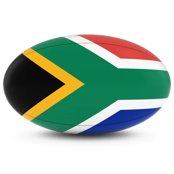 Sud Africa Rugby - Bandiera Sudafricana su Rugby Ball su Bianco — Foto Stock