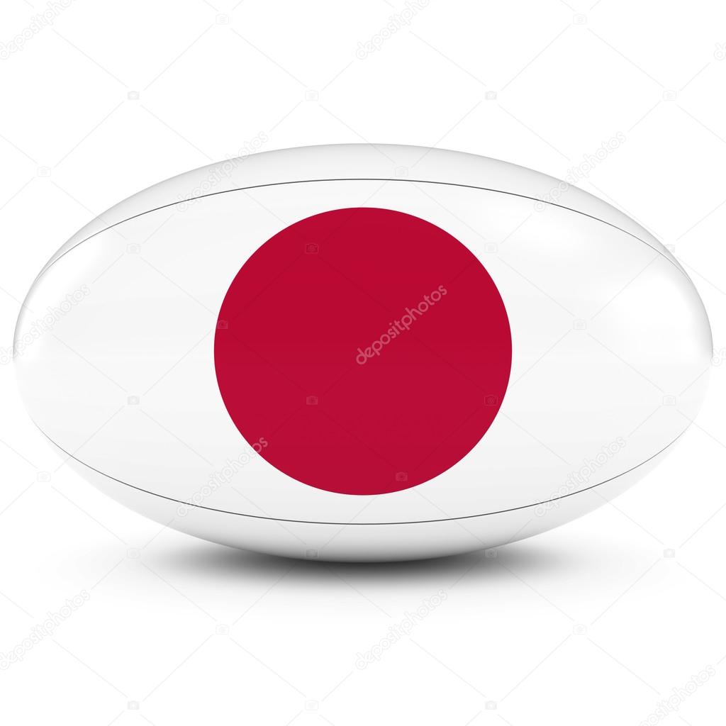 Japan Rugby Japanese Flag on Rugby Ball on White — Stock Photo