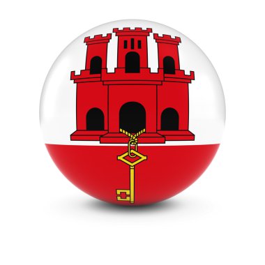 Gibraltan bayrağı Ball - bayrak izole küre Gibraltar