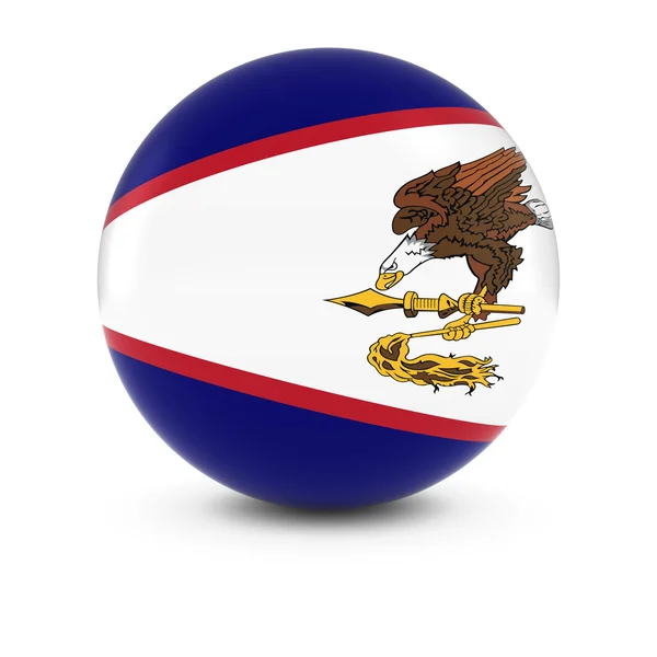 美国萨摩亚国旗球-美属萨摩亚孤立球体上的旗子 — 图库照片