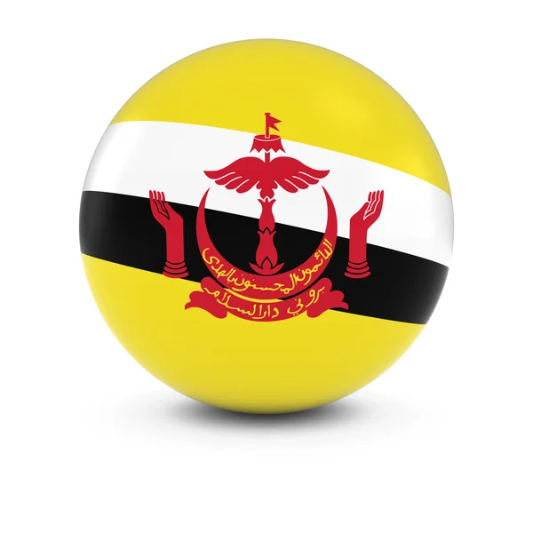 Bola de Bandeira Bruneiana Bandeira de Brunei na Esfera Isolada — Fotografia de Stock