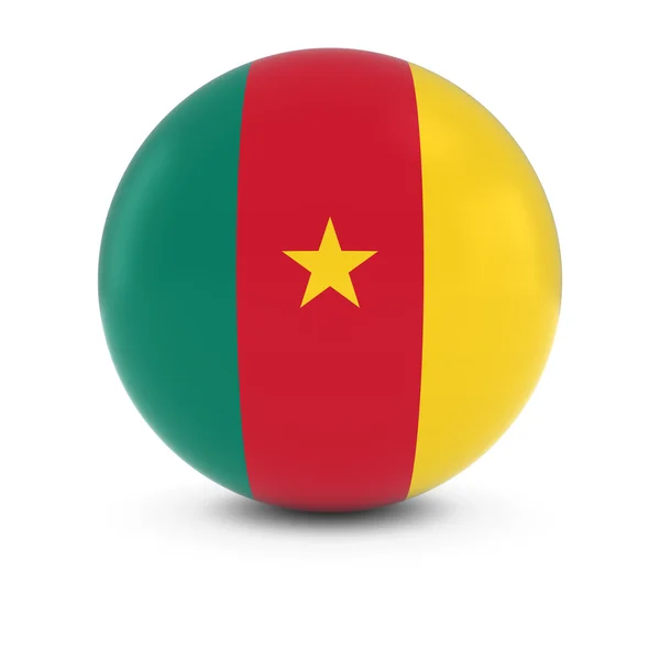 Baile de Bandeira dos Camarões - Bandeira dos Camarões na Esfera Isolada — Fotografia de Stock