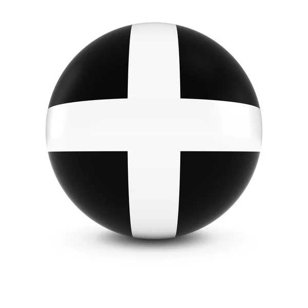 Cornish Flag Ball - Bandeira da Cornualha na Esfera Isolada — Fotografia de Stock