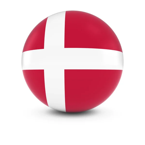 Bandeira Dinamarquesa - Bandeira da Dinamarca na Esfera Isolada — Fotografia de Stock