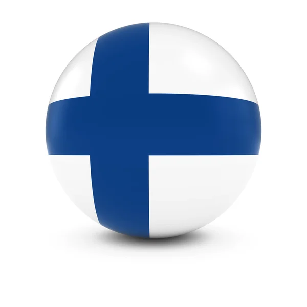 Финский бал флагов - флаг Финляндии на изолированной сфере — стоковое фото