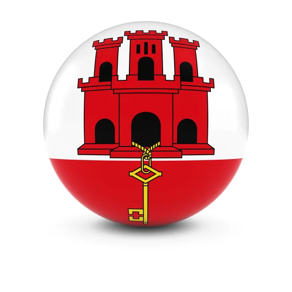 Gibraltan 标志球-直布罗陀孤立球体上的旗子 — 图库照片