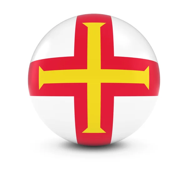 Bola de bandeira de Guernsey - Bandeira de Guernsey na esfera isolada — Fotografia de Stock