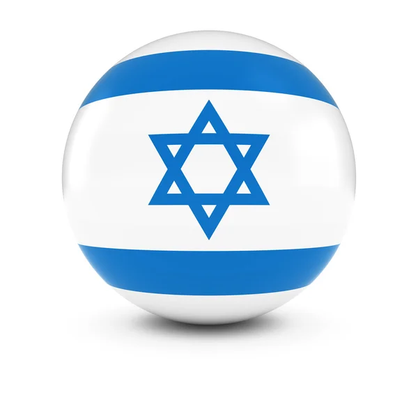 Bola de bandeira israelense - Bandeira de Israel na esfera isolada — Fotografia de Stock