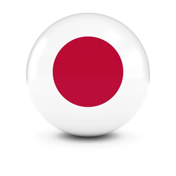 Bola de Bandera Japonesa - Bandera de Japón en Esfera Aislada — Foto de Stock