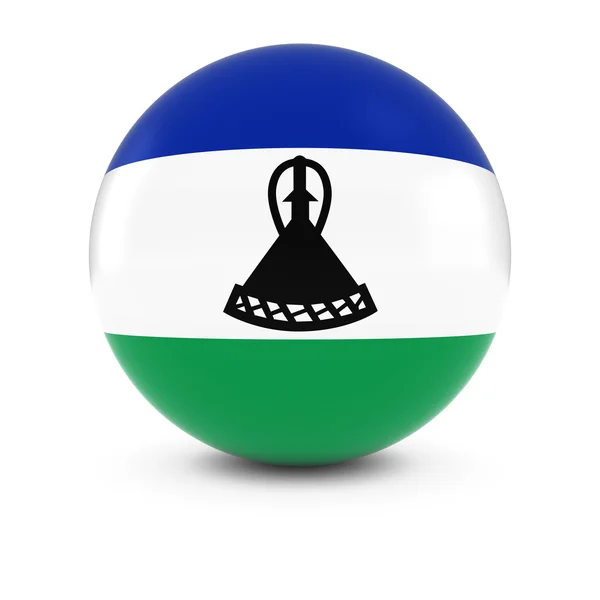 Basotho Flag Ball - Bandeira do Lesoto na Esfera Isolada — Fotografia de Stock