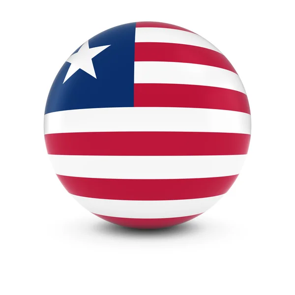 Flaga Liberii Ball - flaga Liberii na na białym tle Kula — Zdjęcie stockowe