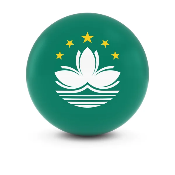 Macao Flaggenball - Flagge von Macau auf isolierter Sphäre — Stockfoto