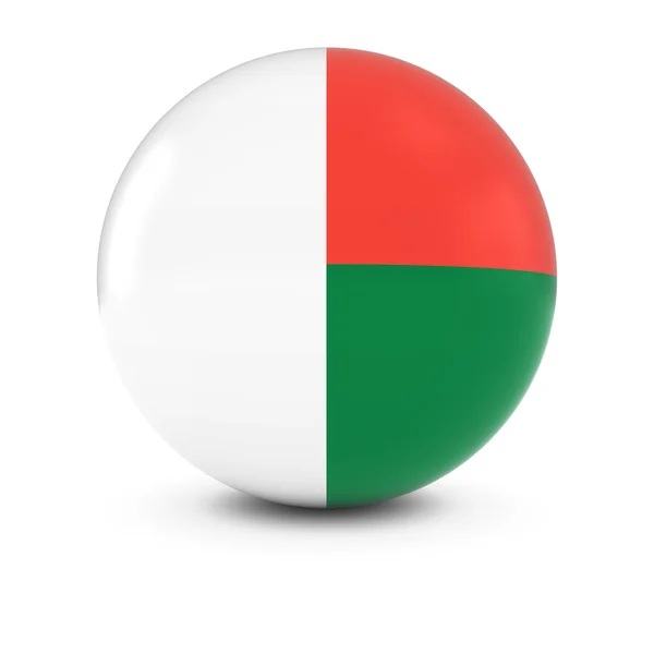Flaga Madagaskaru Ball - flaga Madagaskaru na na białym tle Kula — Zdjęcie stockowe